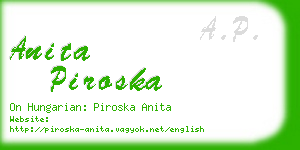 anita piroska business card